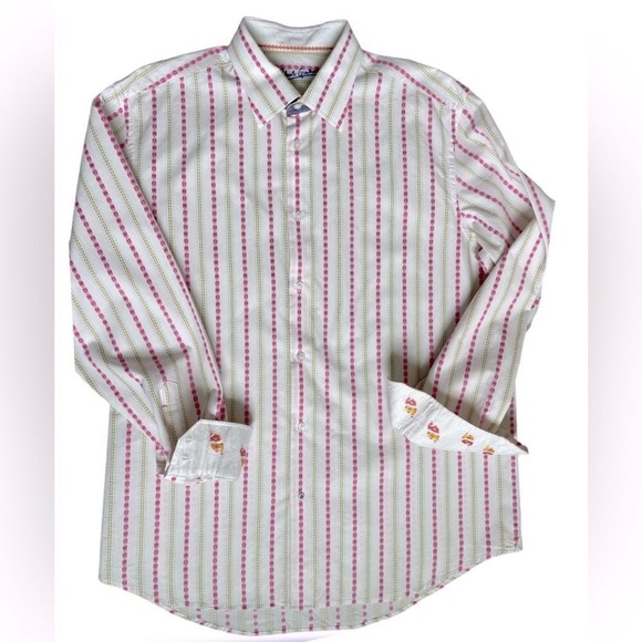 Robert Graham - Men's Silk/Cotton Blend Collard Button Down- Sz XL- White Multi‎ - Picture 1 of 14